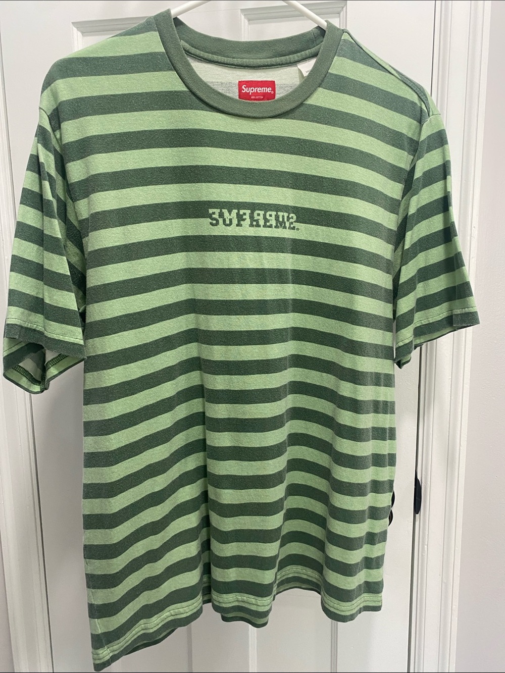 Supreme Green Striped Crewneck Short-Sleeve Tee